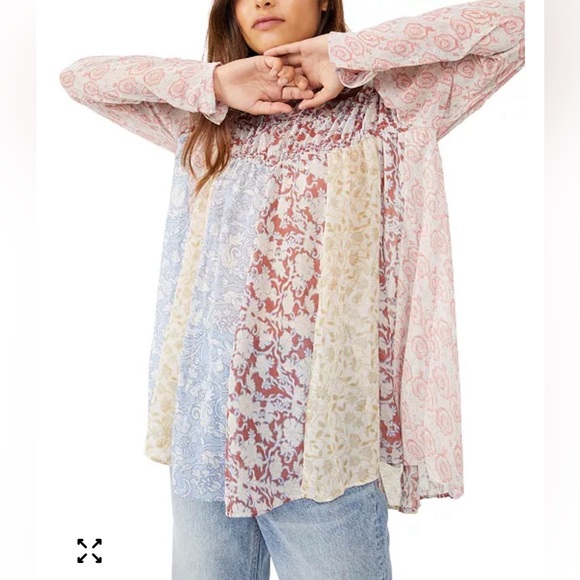 Free People Tops - Free People Merrie Mixed-Print Tunic